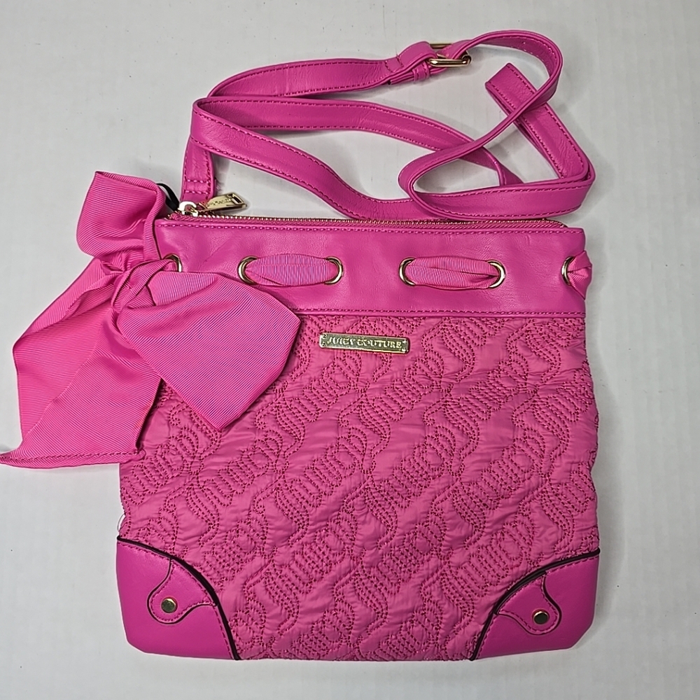 WOMENS JUICY COUTURE FLAMINGO PINK SWEET DREAMS WITH BOW CARRIER BAG NWT